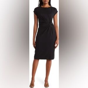 Nordstrom Rack Side Knot Modal Blend Midi Dress in Black, Size M